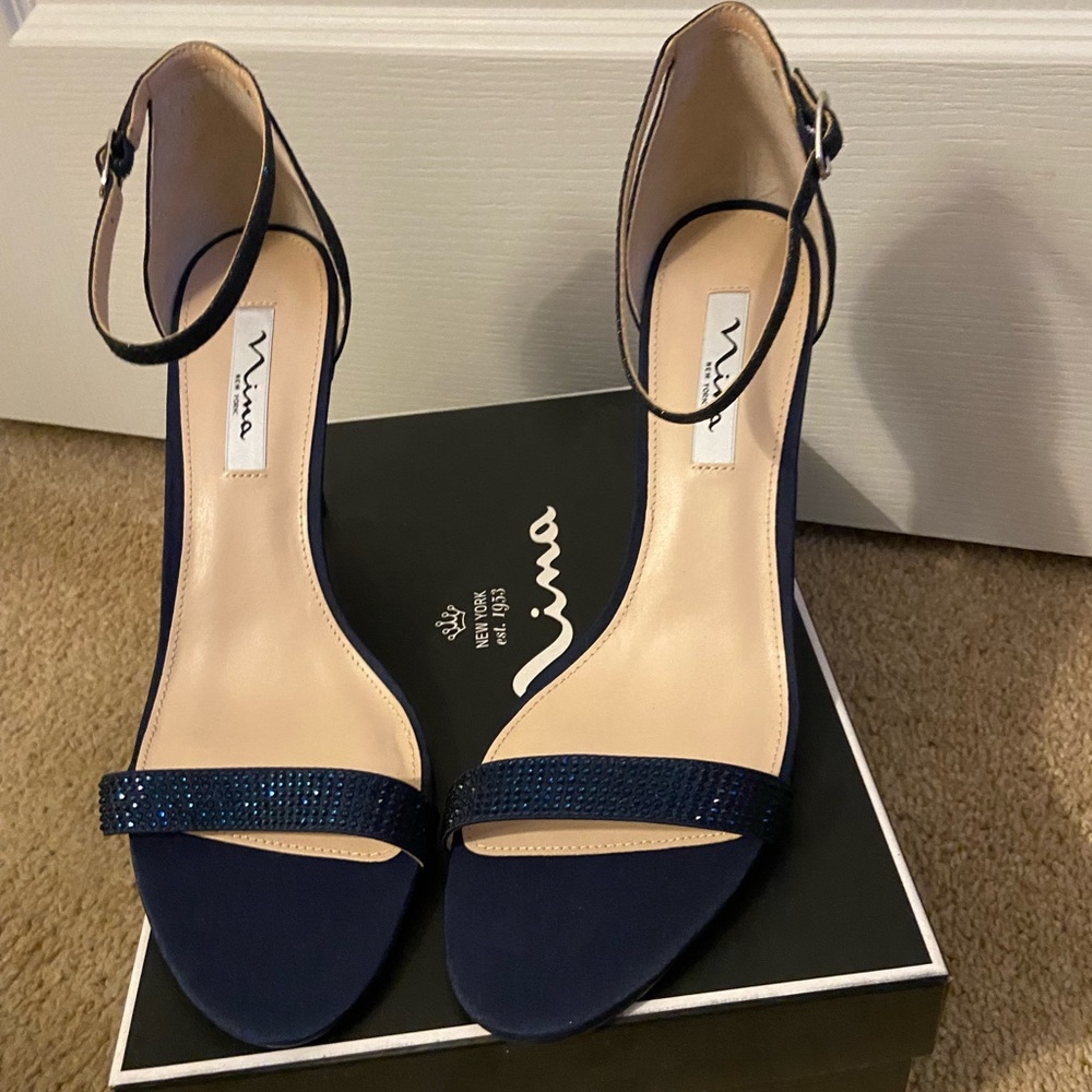 Nina Navy Blue Strappy Heels
